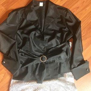 Black satin blouse with Crystal accents